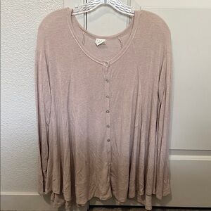 SOFT AND STRETCHY Women's Pinkish Tan Button-Up Top